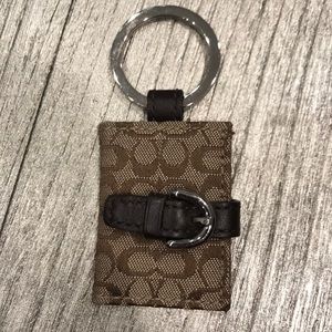 Coach brown canvas picture frame key chain